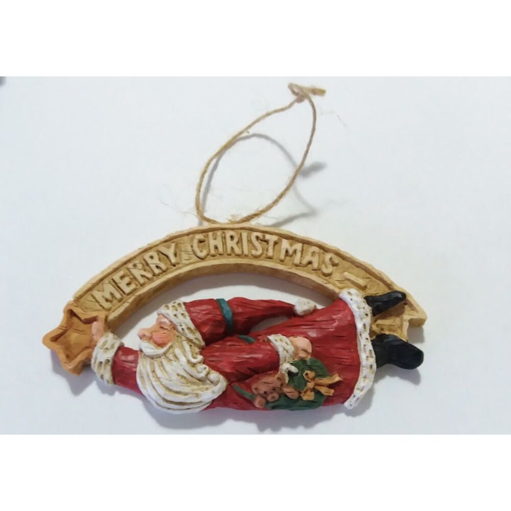 1995 Christmas Santa Claus Hanging Ornament Christmas Decor Vintage Signed T.D.